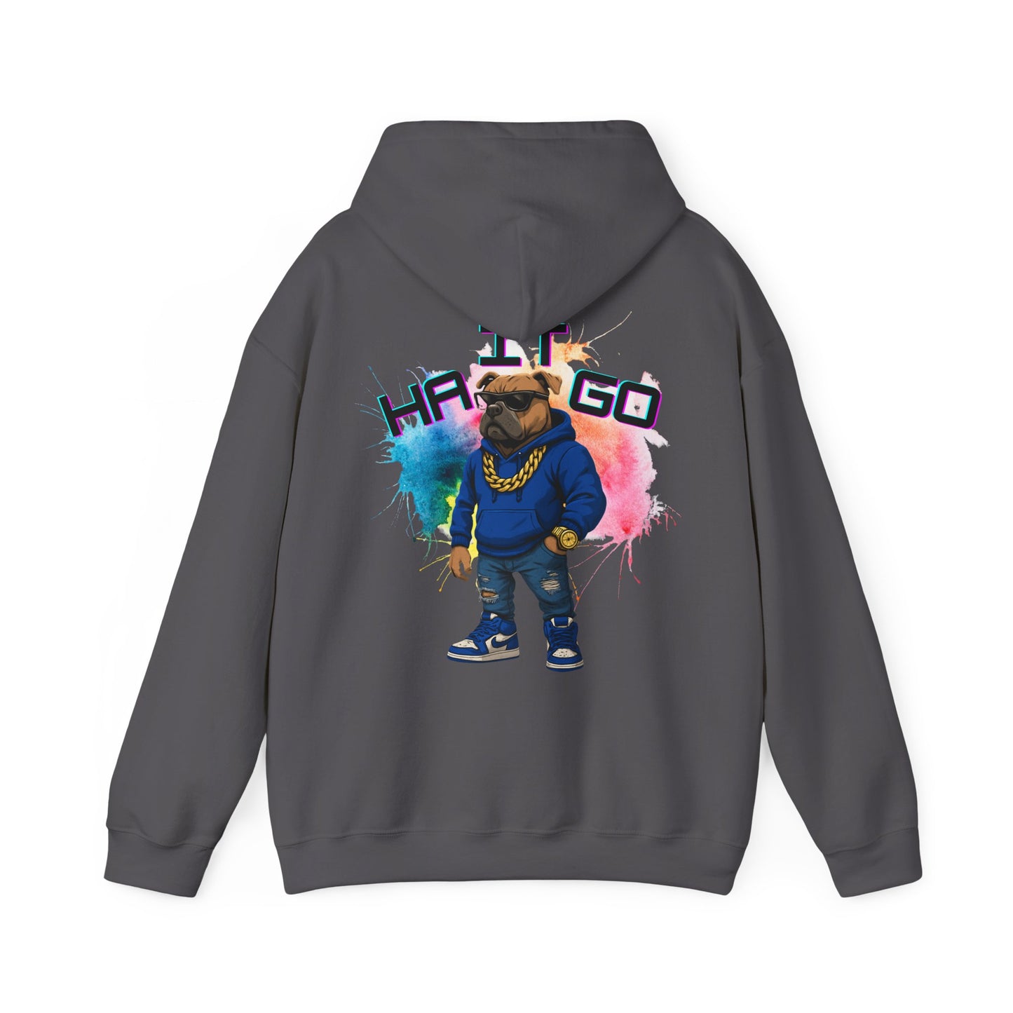 Ha It Go Cool Hipster Dog Hoodie, Streetwear Unisex Sweatshirt, Funny Pet Lover Gift, Casual Stylish Pullover, Colorful Graphic Sweatshirt