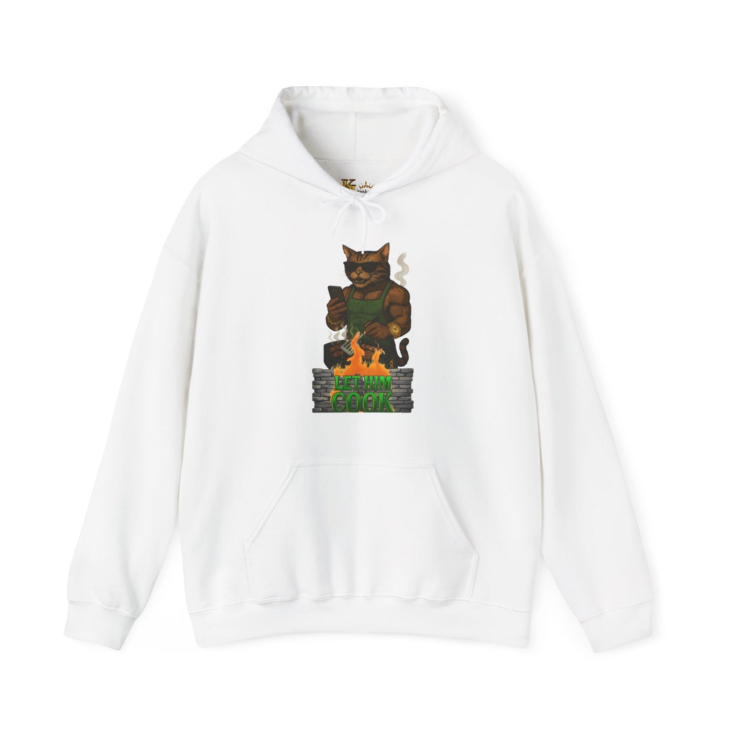 Let Him Cook Cool Cat Grillin' Sweatshirt | Unisex Hoodie for Cat Lovers, Funny Gift for Friends, Cozy Wear, Casual Outfit, Birthday and Holiday Gift