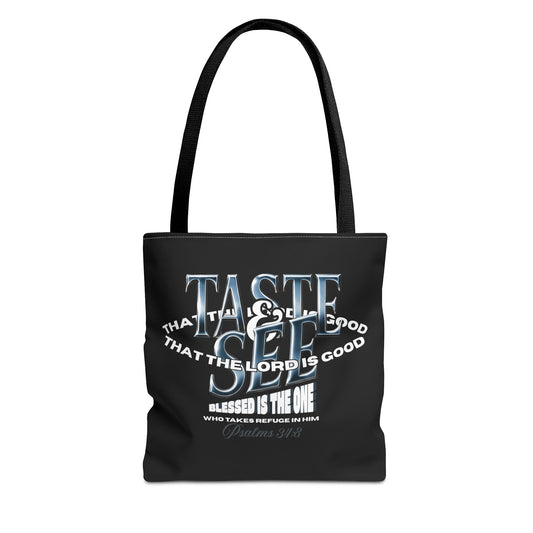 Taste and See Inspirational Tote Bag - Faith & Spirituality, Christian Gift, Bible Verse, Religious Accessories, Everyday Use, Stylish Carryall