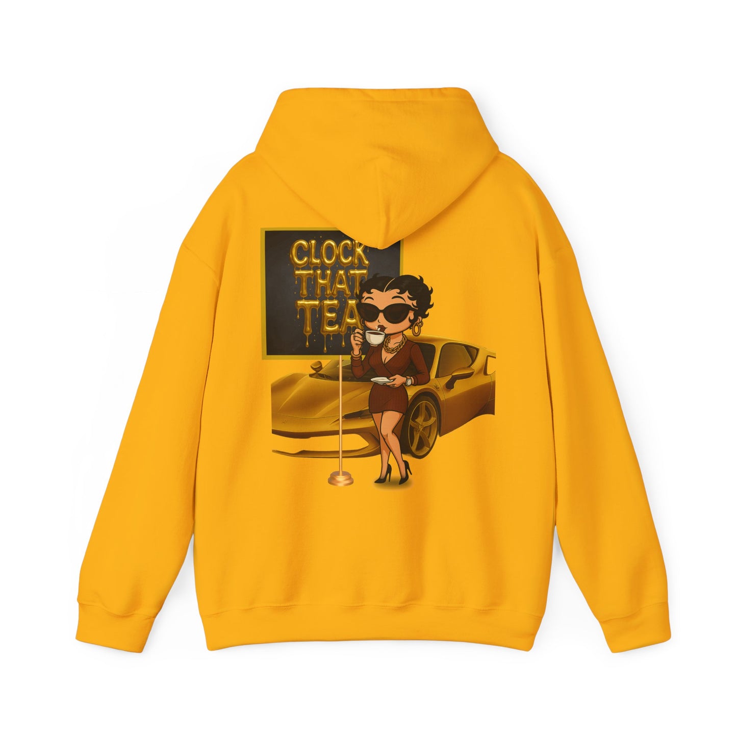 Clock That Tea Chic Hooded Sweatshirt for Tea Lovers, Trendy Unisex Pullover, Casual Streetwear, Gift for Friends, Perfect for Cozy Days