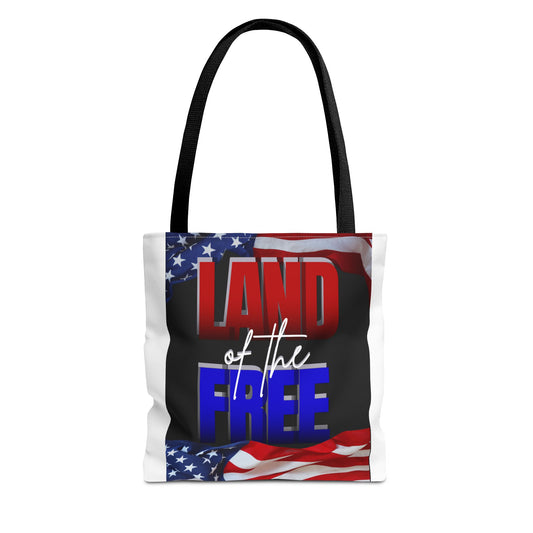 Patriotic Tote Bag - Land of the Free, Home of the Brave, USA Flag, Fourth of July, Gift for Patriots, Summer Fun