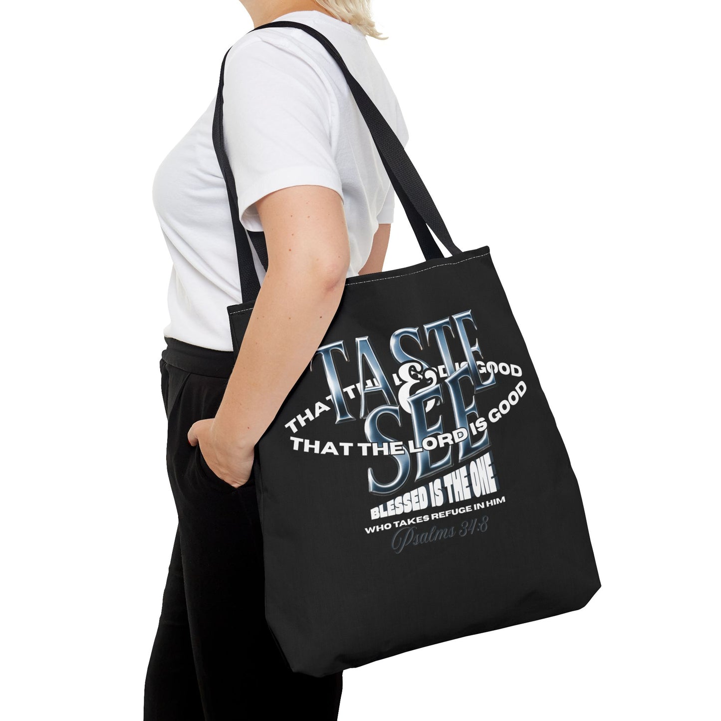 Taste and See Inspirational Tote Bag - Faith & Spirituality, Christian Gift, Bible Verse, Religious Accessories, Everyday Use, Stylish Carryall