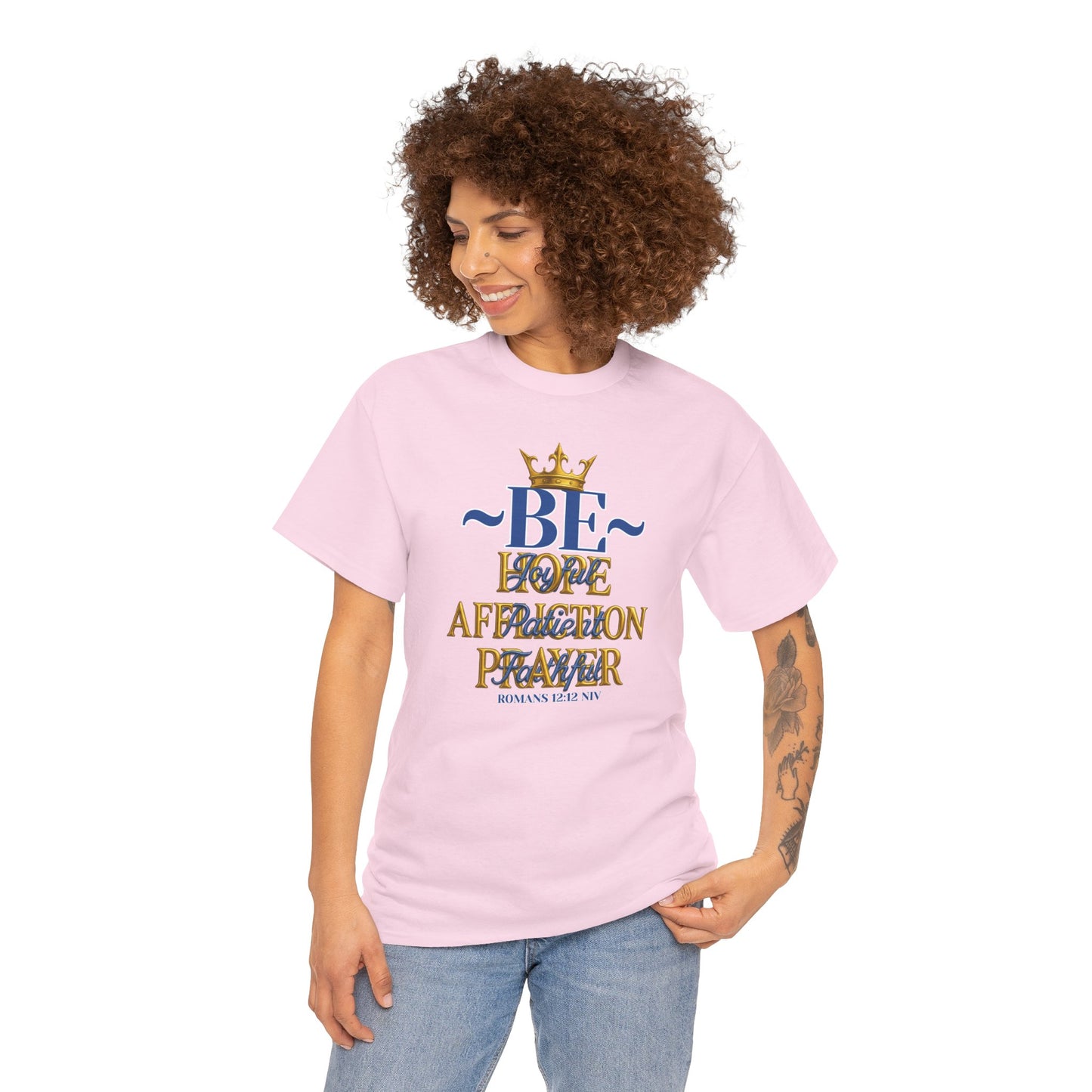 Romans 12:12 Unisex Heavy Cotton Tee with Inspirational Quote - Be joyful in Hope, Perfect Gift for Spiritual Seekers, Daily Wear, Encouragement, [...]