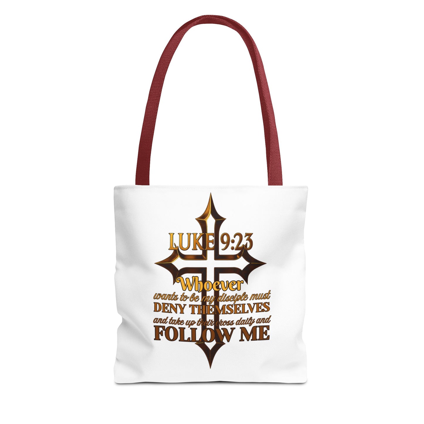 Luke 9:23 Inspirational Cross Tote Bag, Christian Faith Bag, Scripture Motivational Tote, Gift for Believers, Luke 9:23 Bag, Everyday Carry