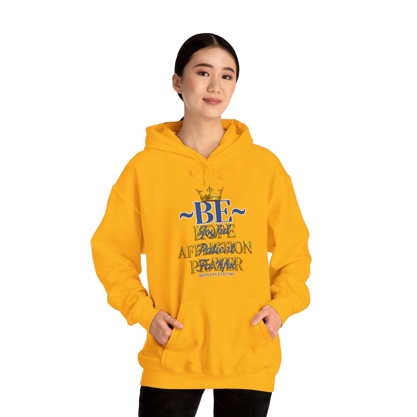 Romans 12:12 Inspirational Hoodie, Unisex Heavy Blend Hoodie, Love Prayer Sweatshirt, Cozy Gift for Friends, Affirmation Apparel