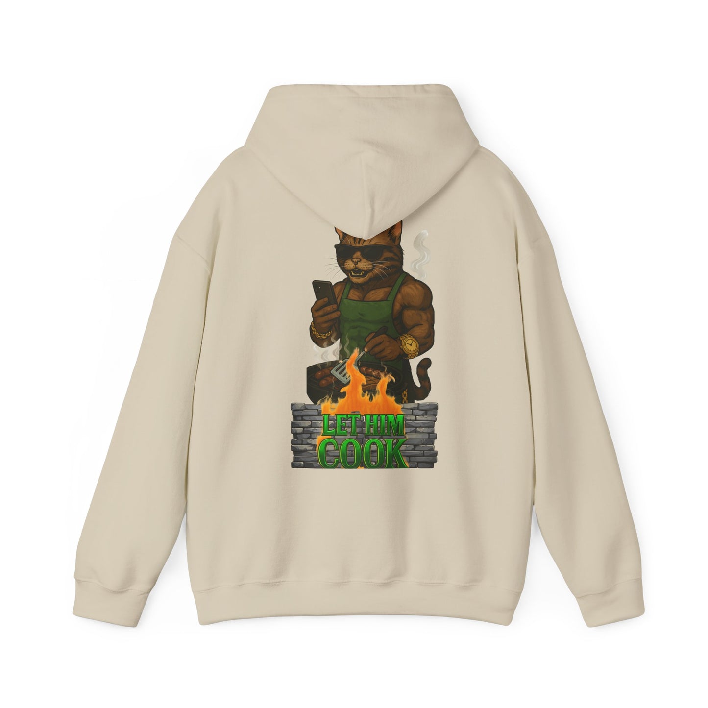 Let Him Cook Cool Cat Grillin' Sweatshirt | Unisex Hoodie for Cat Lovers, Funny Gift for Friends, Cozy Wear, Casual Outfit, Birthday and Holiday Gift