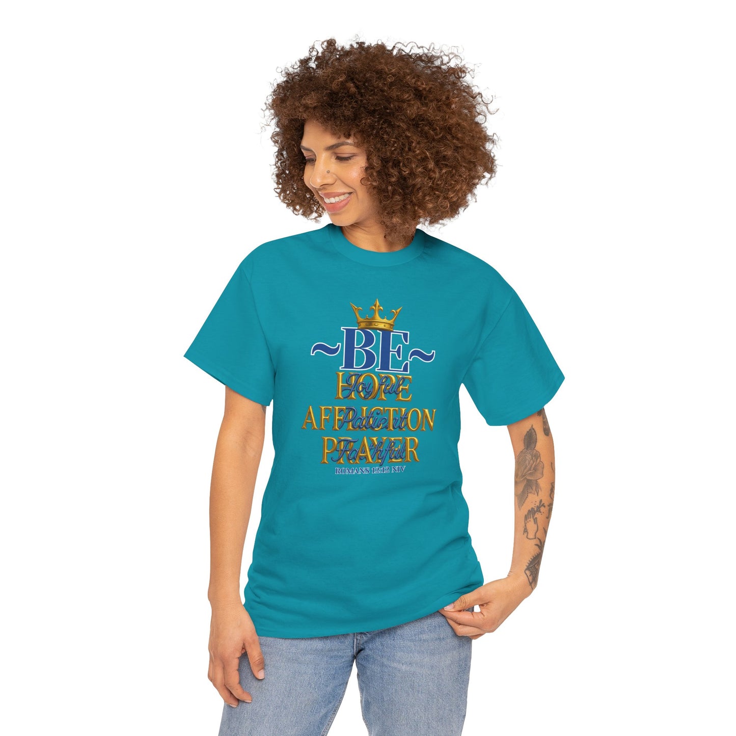 Romans 12:12 Unisex Heavy Cotton Tee with Inspirational Quote - Be joyful in Hope, Perfect Gift for Spiritual Seekers, Daily Wear, Encouragement, [...]