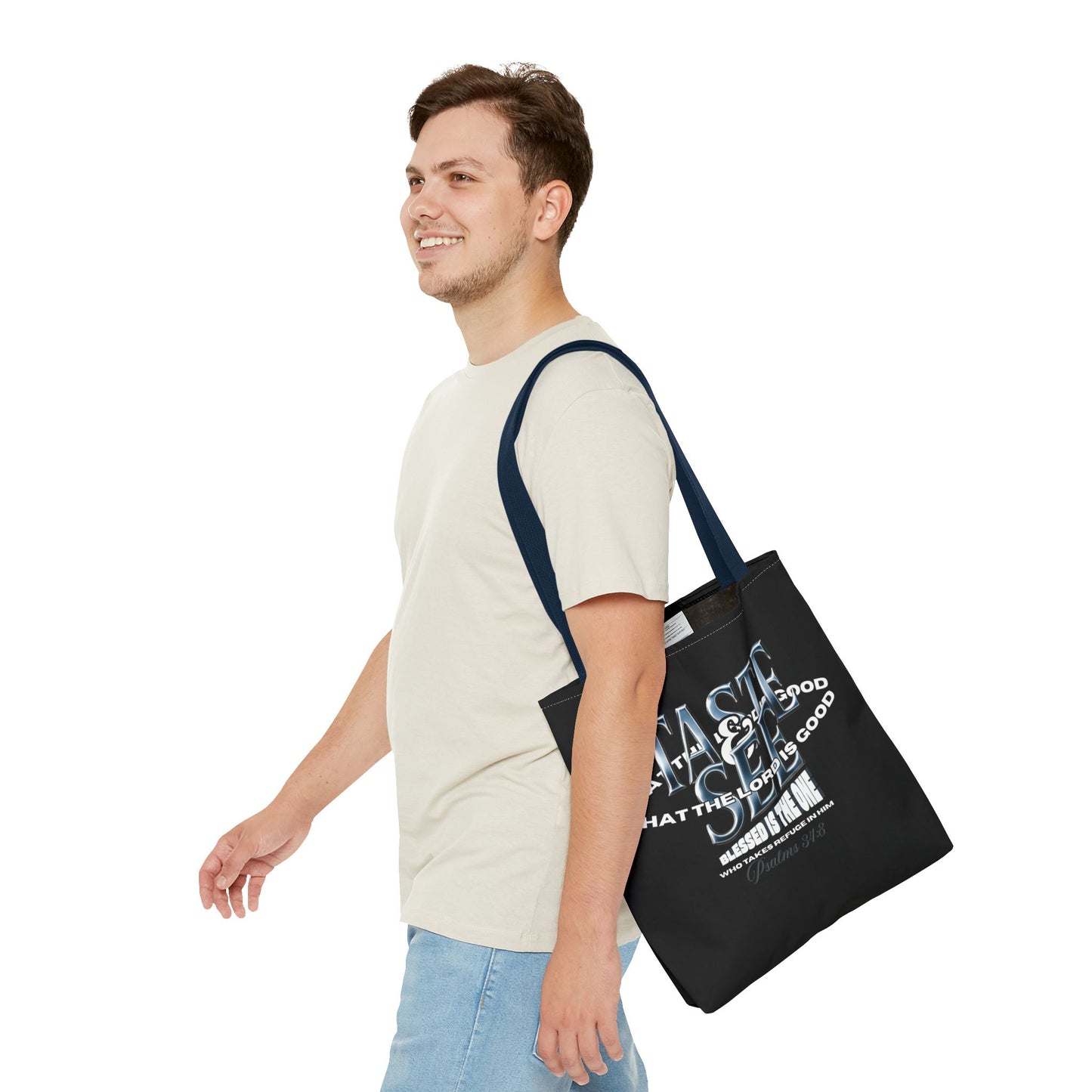 Taste and See Inspirational Tote Bag - Faith & Spirituality, Christian Gift, Bible Verse, Religious Accessories, Everyday Use, Stylish Carryall
