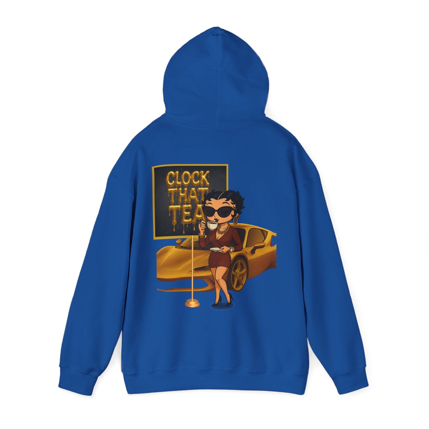Clock That Tea Chic Hooded Sweatshirt for Tea Lovers, Trendy Unisex Pullover, Casual Streetwear, Gift for Friends, Perfect for Cozy Days