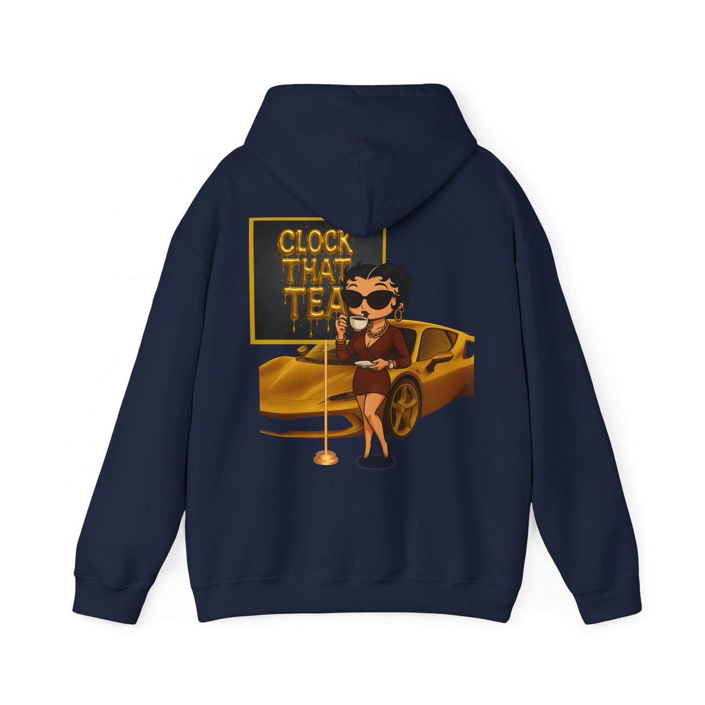 Clock That Tea Chic Hooded Sweatshirt for Tea Lovers, Trendy Unisex Pullover, Casual Streetwear, Gift for Friends, Perfect for Cozy Days