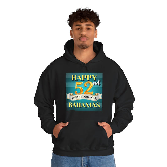 Happy 52nd Independence Blue Stripe Bahamas Hoodie, Cozy Sweatshirt, 52nd Anniversary Gift, Unisex Pullover, Festive Celebration Apparel