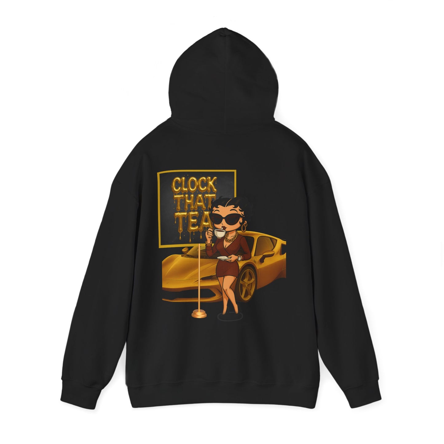 Clock That Tea Chic Hooded Sweatshirt for Tea Lovers, Trendy Unisex Pullover, Casual Streetwear, Gift for Friends, Perfect for Cozy Days