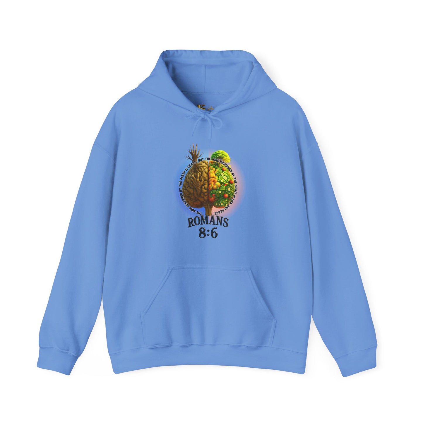 Romans 8:6, Inspirational Unisex Hooded Sweatshirt, Motivational Gift, Cozy Print, Spiritual Hoodie, Everyday Wear, Affirmation Clothing