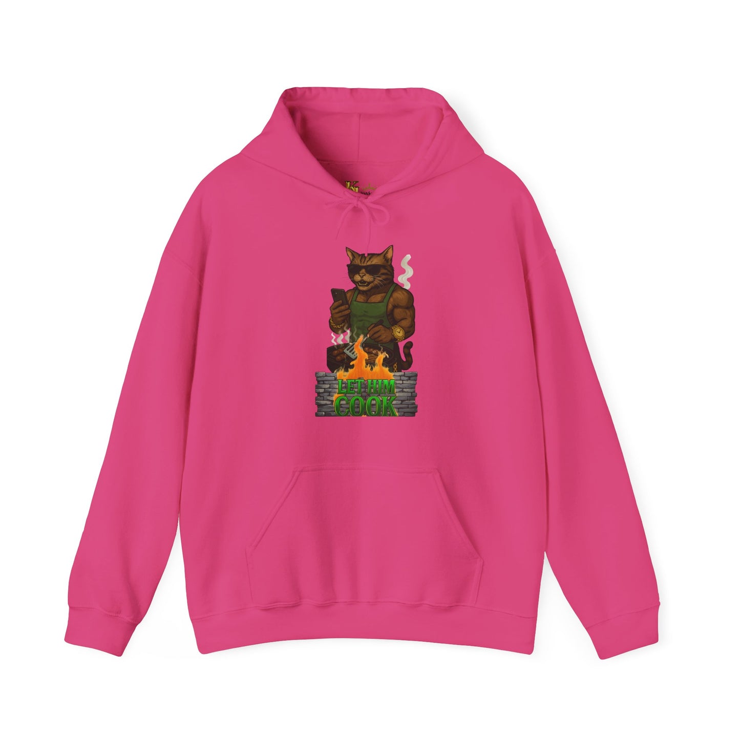 Let Him Cook Cool Cat Grillin' Sweatshirt | Unisex Hoodie for Cat Lovers, Funny Gift for Friends, Cozy Wear, Casual Outfit, Birthday and Holiday Gift