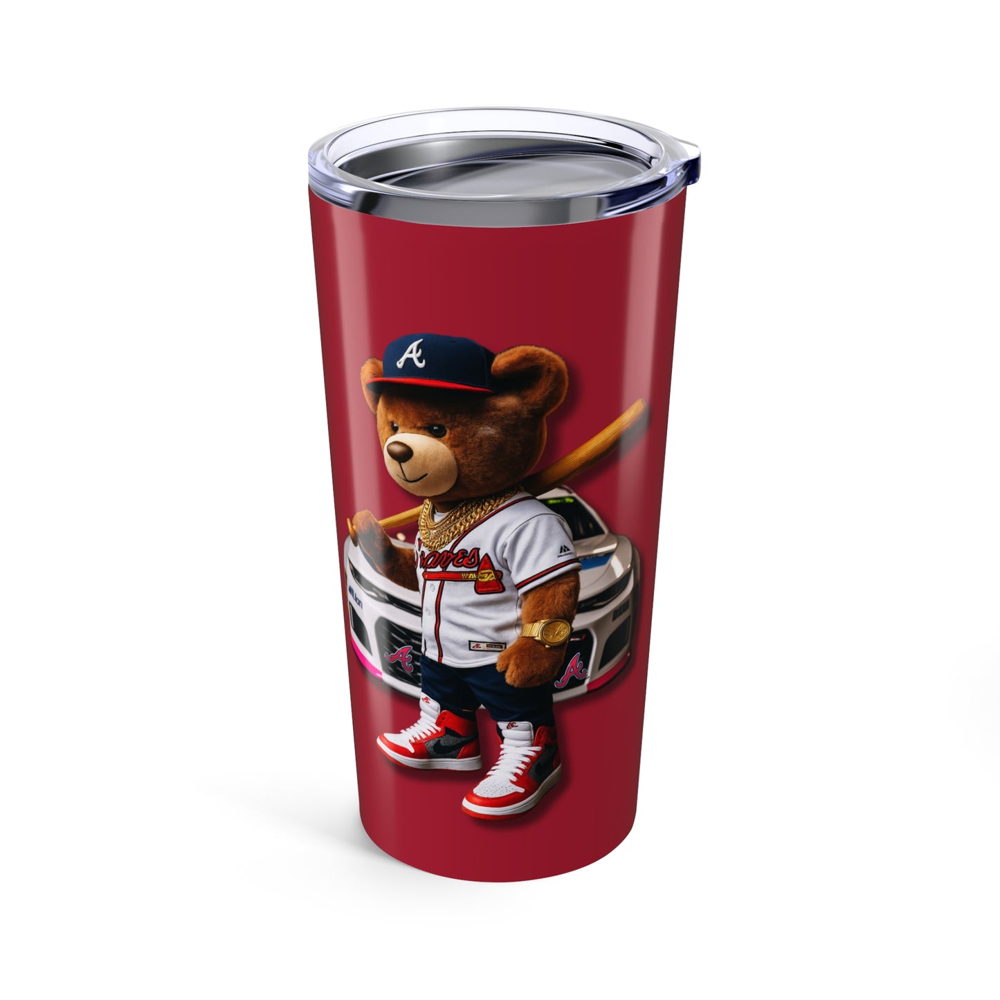 Atlanta Braves Baseball, Race Car Enthusiast Tumbler | Personalized 20oz Travel Mug | Gift for Him, Birthday, Car Lovers, Racing Event, Unique Beverage Container