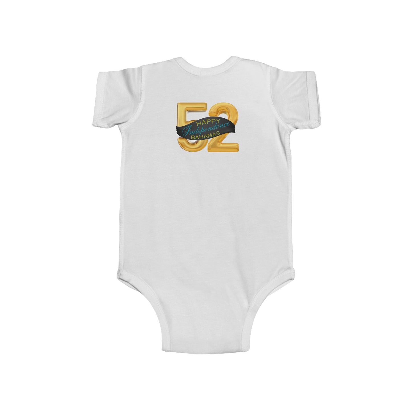 Happy 52nd Independence Blue Stripe Bahamas Infant Bodysuit, Cute Gift for Newborns, Baby Shower Present, Milestone Celebration Outfit, Bahamas Theme