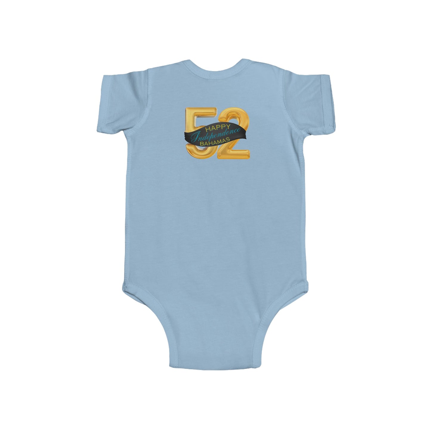 Happy 52nd Independence Blue Stripe Bahamas Infant Bodysuit, Cute Gift for Newborns, Baby Shower Present, Milestone Celebration Outfit, Bahamas Theme