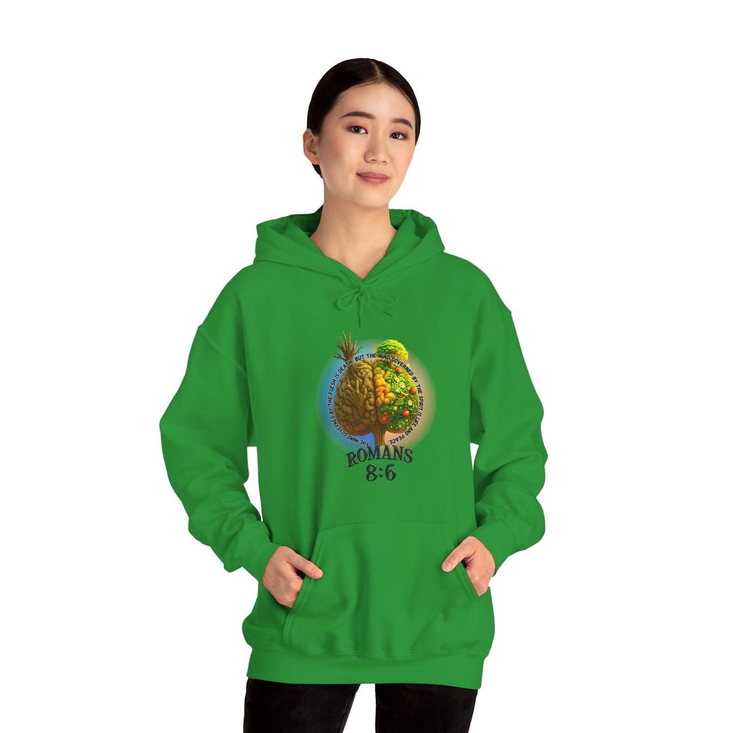 Romans 8:6, Inspirational Unisex Hooded Sweatshirt, Motivational Gift, Cozy Print, Spiritual Hoodie, Everyday Wear, Affirmation Clothing