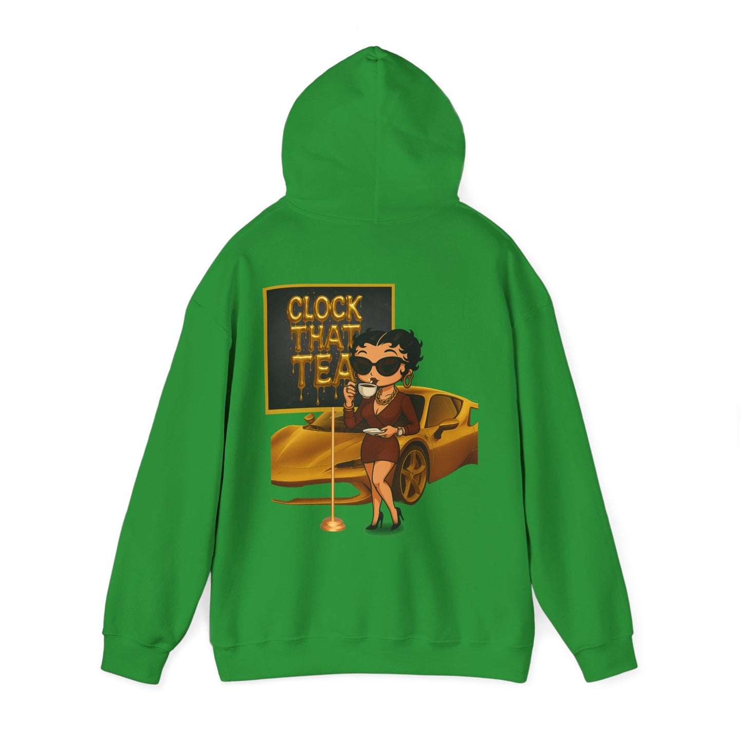 Clock That Tea Chic Hooded Sweatshirt for Tea Lovers, Trendy Unisex Pullover, Casual Streetwear, Gift for Friends, Perfect for Cozy Days
