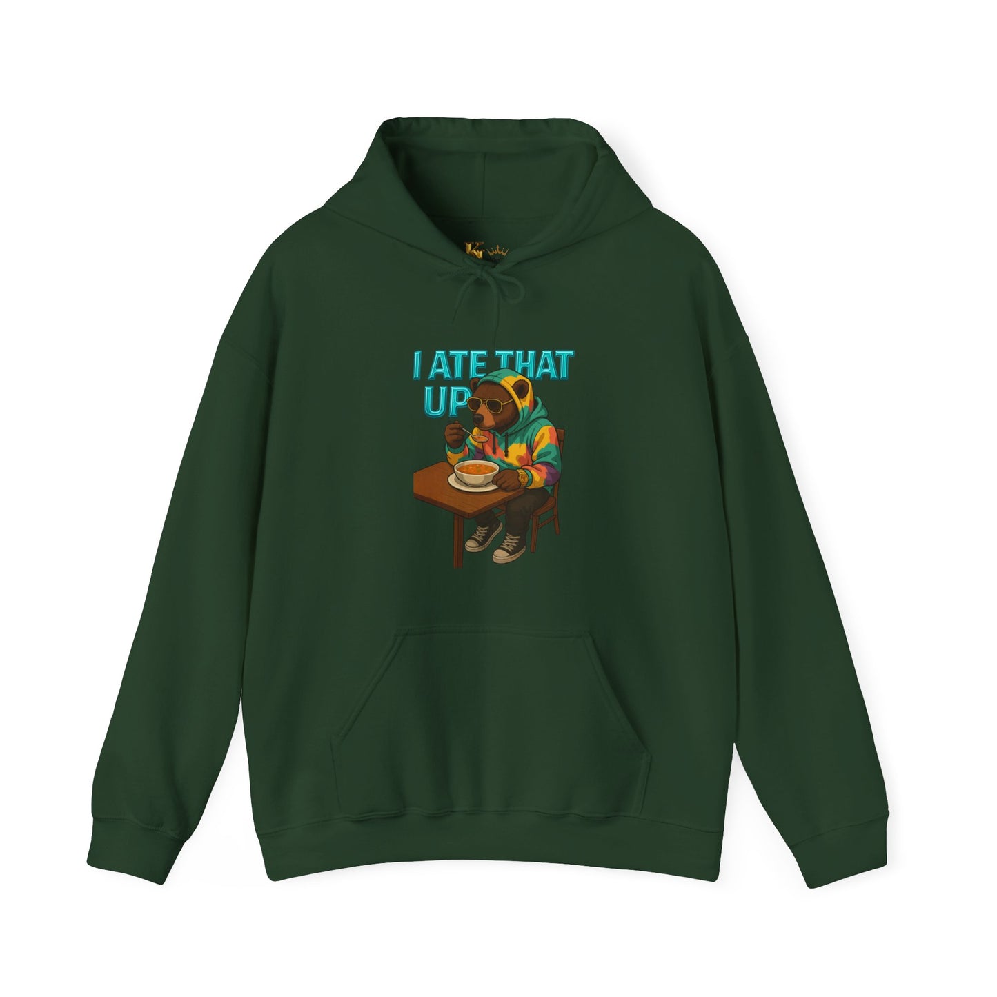 Ate That Up Playful Bear Hoodie, Funny Animal Sweatshirt, Gift for Food Lovers, Cozy Bear Apparel, Unique Unisex Pullover, Fun Statement Top