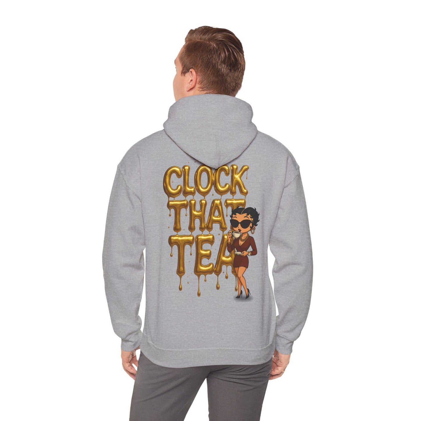 Clock That Tea Hooded Sweatshirt, Fun Unisex Hoodie, Cozy Sweatshirt Gift for Tea Lovers, Stylish Casual Wear, Perfect for Any Season