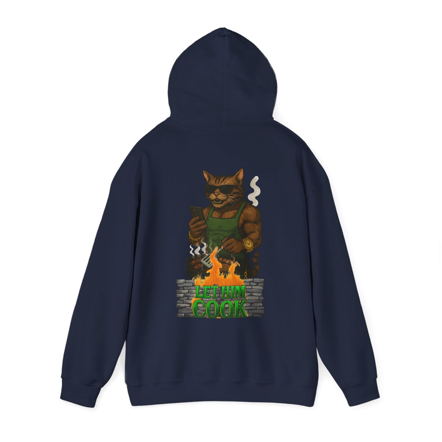Let Him Cook Cool Cat Grillin' Sweatshirt | Unisex Hoodie for Cat Lovers, Funny Gift for Friends, Cozy Wear, Casual Outfit, Birthday and Holiday Gift