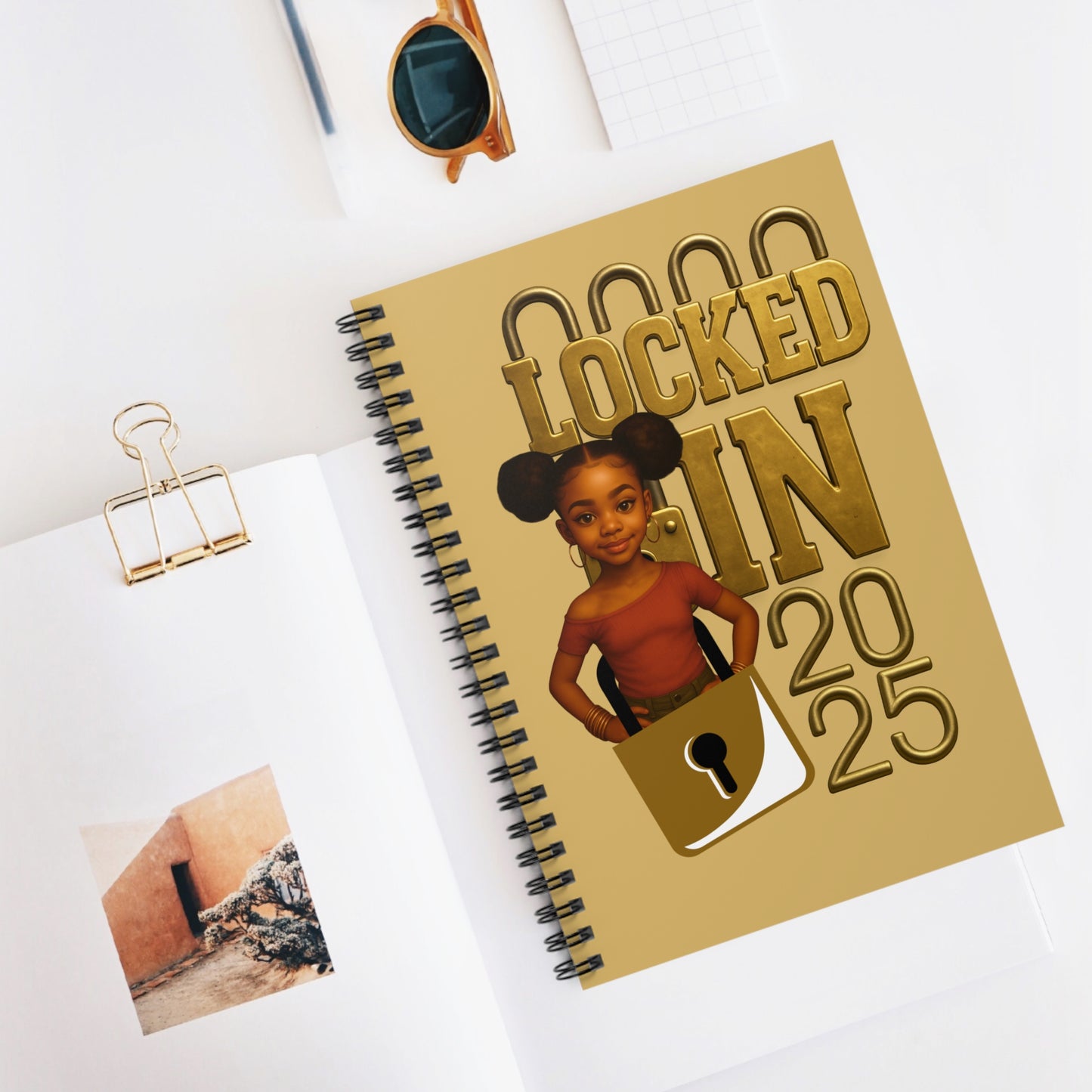 Locked In 2025 Vibrant Spiral Notebook - Fun and Functional, Perfect for Students, Artists, Gift for Birthdays, Hobbies, and Journaling