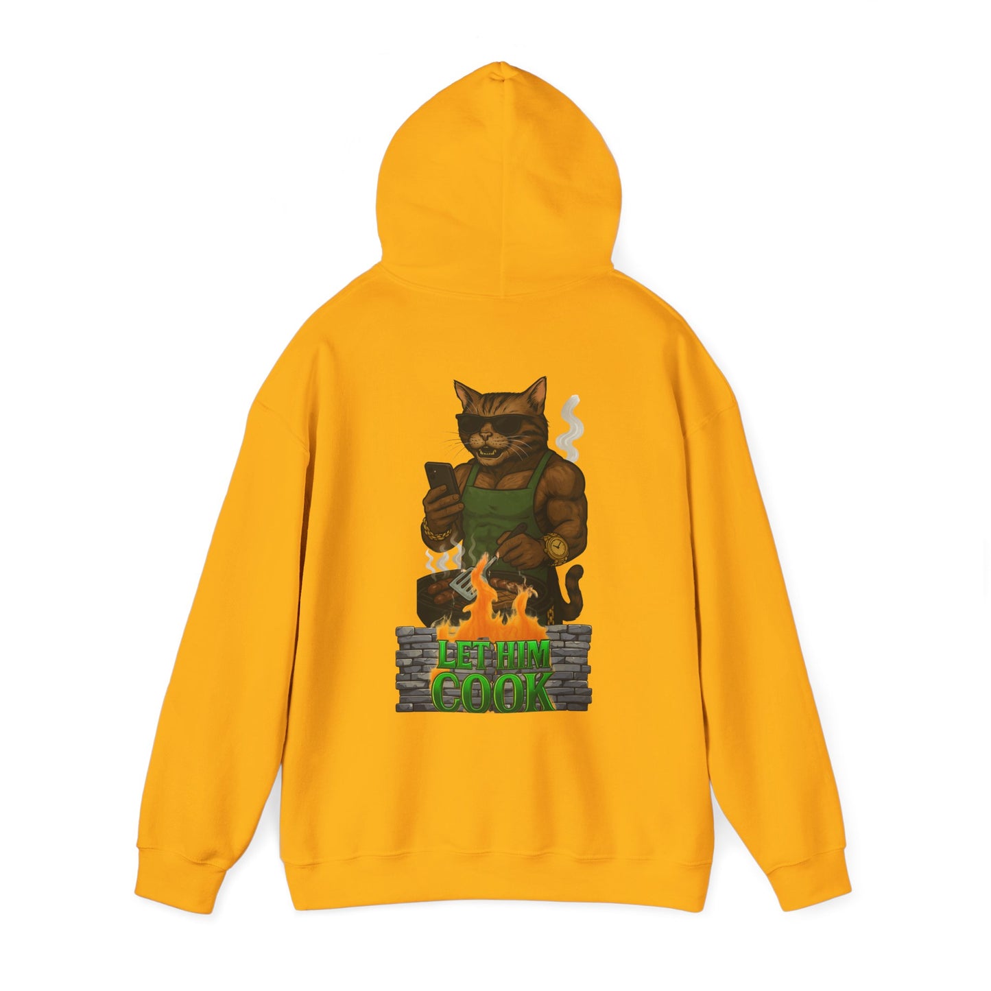 Let Him Cook Cool Cat Grillin' Sweatshirt | Unisex Hoodie for Cat Lovers, Funny Gift for Friends, Cozy Wear, Casual Outfit, Birthday and Holiday Gift
