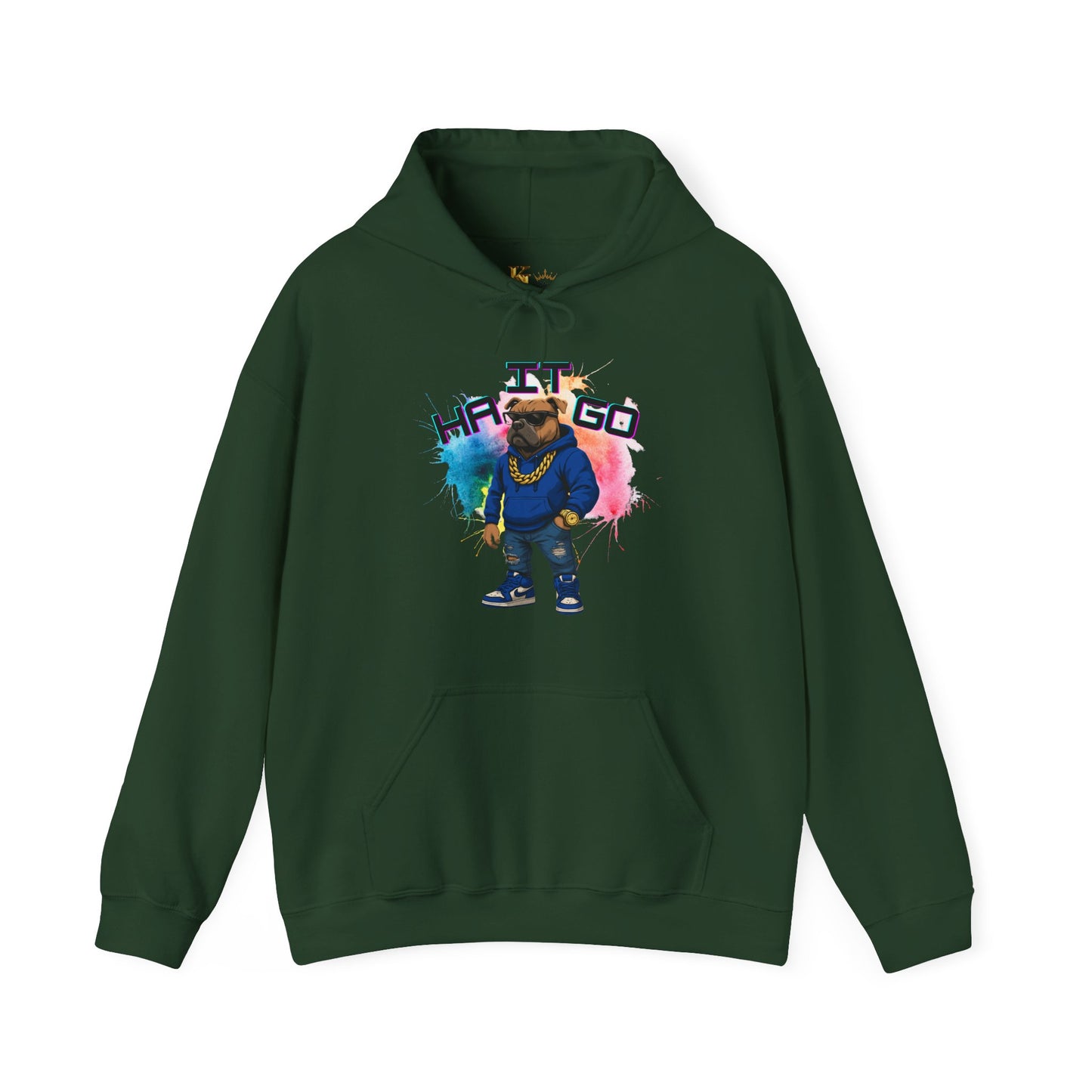 Ha It Go Cool Hipster Dog Hoodie, Streetwear Unisex Sweatshirt, Funny Pet Lover Gift, Casual Stylish Pullover, Colorful Graphic Sweatshirt