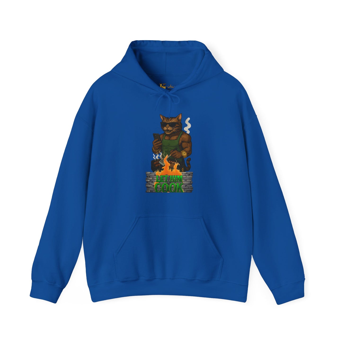 Let Him Cook Cool Cat Grillin' Sweatshirt | Unisex Hoodie for Cat Lovers, Funny Gift for Friends, Cozy Wear, Casual Outfit, Birthday and Holiday Gift