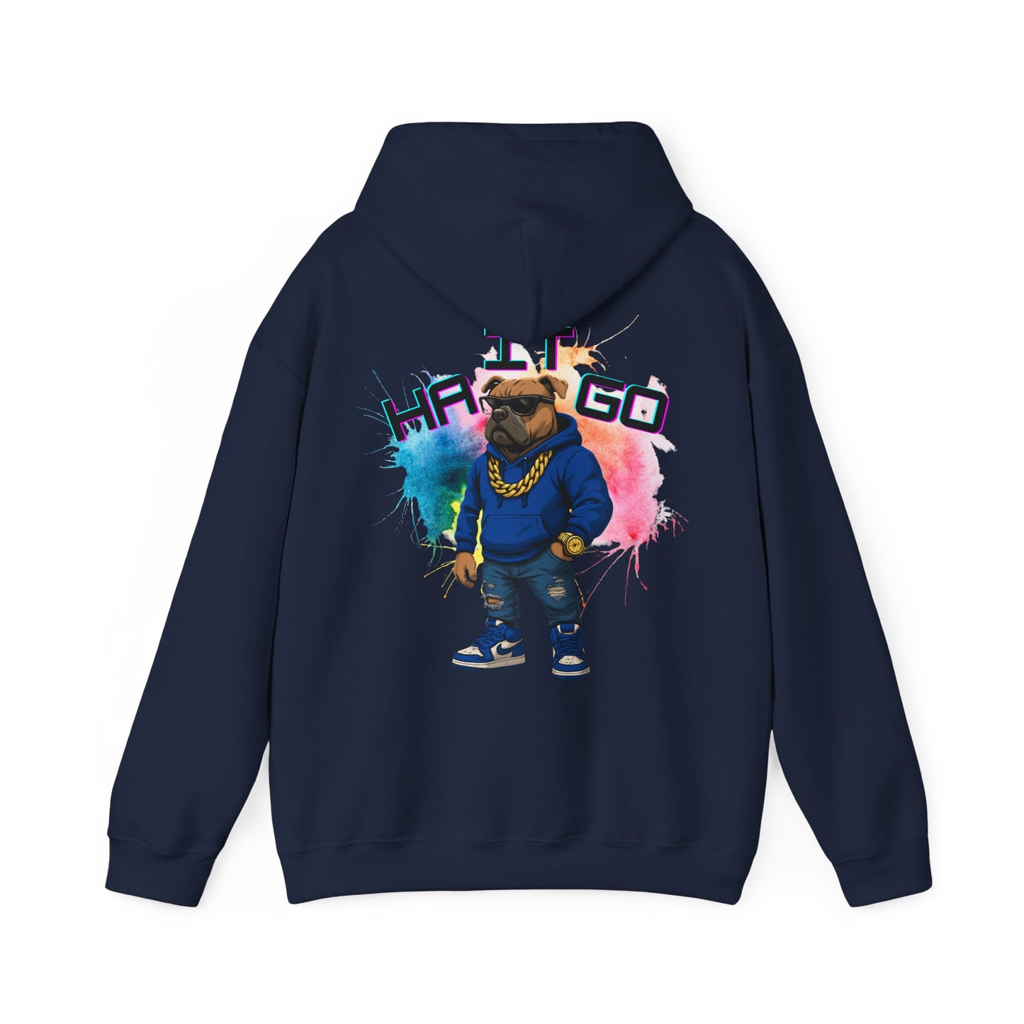 Ha It Go Cool Hipster Dog Hoodie, Streetwear Unisex Sweatshirt, Funny Pet Lover Gift, Casual Stylish Pullover, Colorful Graphic Sweatshirt