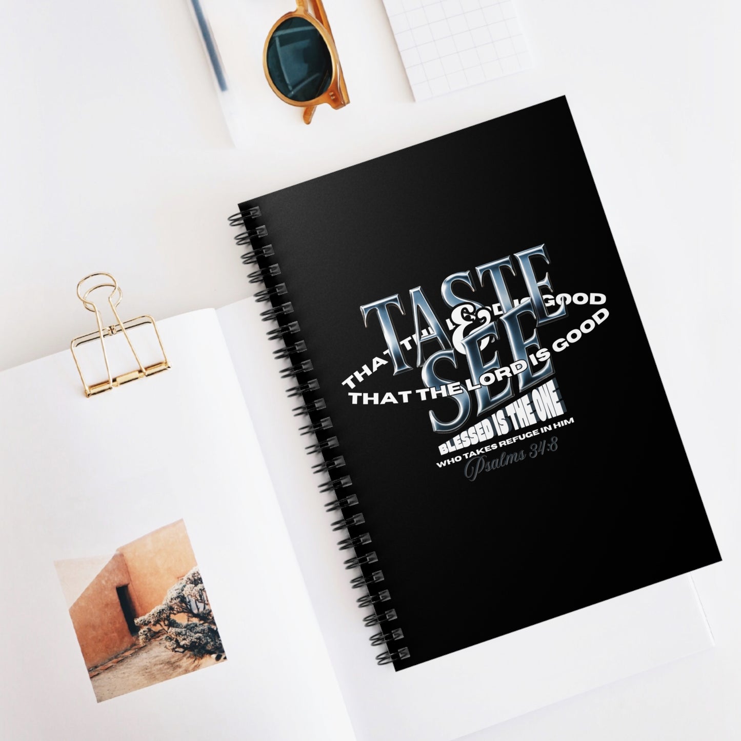 Taste and See Inspirational Spiral Notebook - Faith Quotes, Writing Journal, Gift for Students, Christian Planner, Psalm 34:8 Stationery