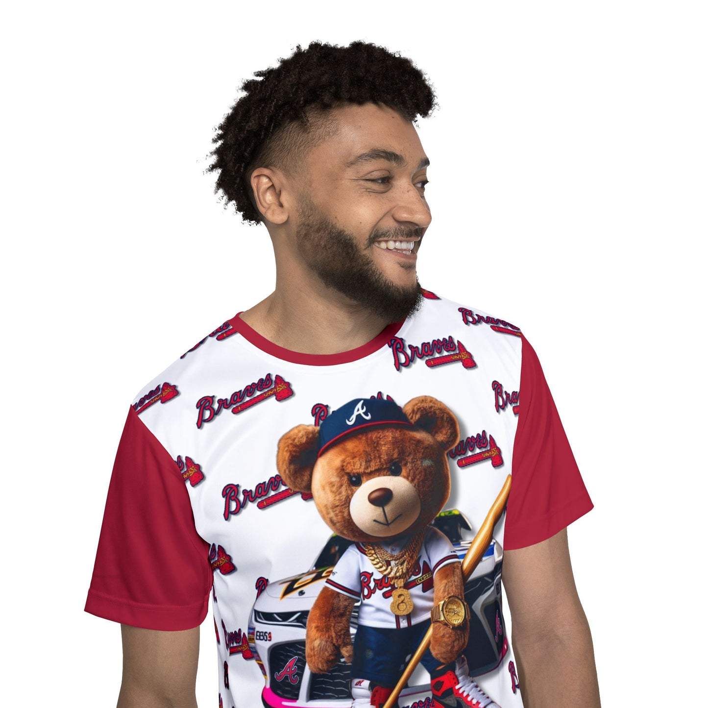 Atlanta Braves Baseball, Bristol Motor Speedway, Men's Sports Jersey with Bear Mascot, Cute Baseball Shirt, Sporty Casual Wear, Gifts for Sports Fans, MLB Team Apparel, Fun Birthday Present