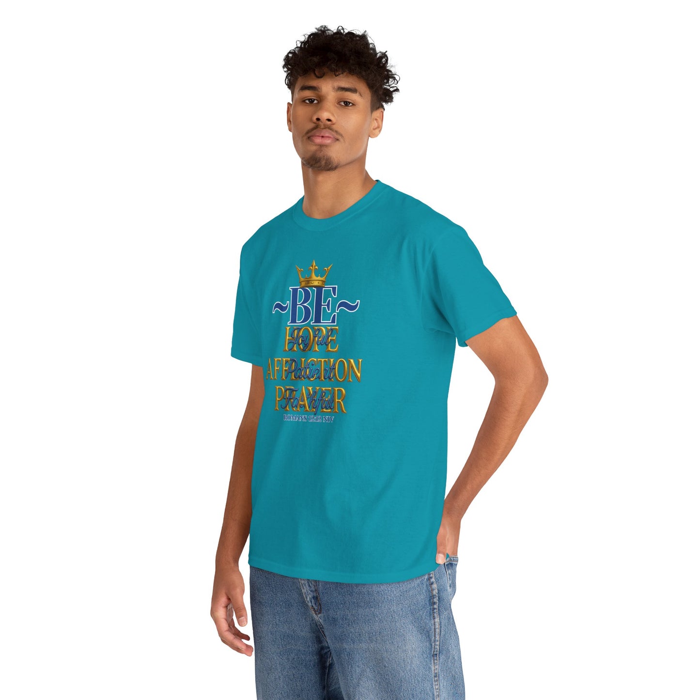 Romans 12:12 Unisex Heavy Cotton Tee with Inspirational Quote - Be joyful in Hope, Perfect Gift for Spiritual Seekers, Daily Wear, Encouragement, [...]