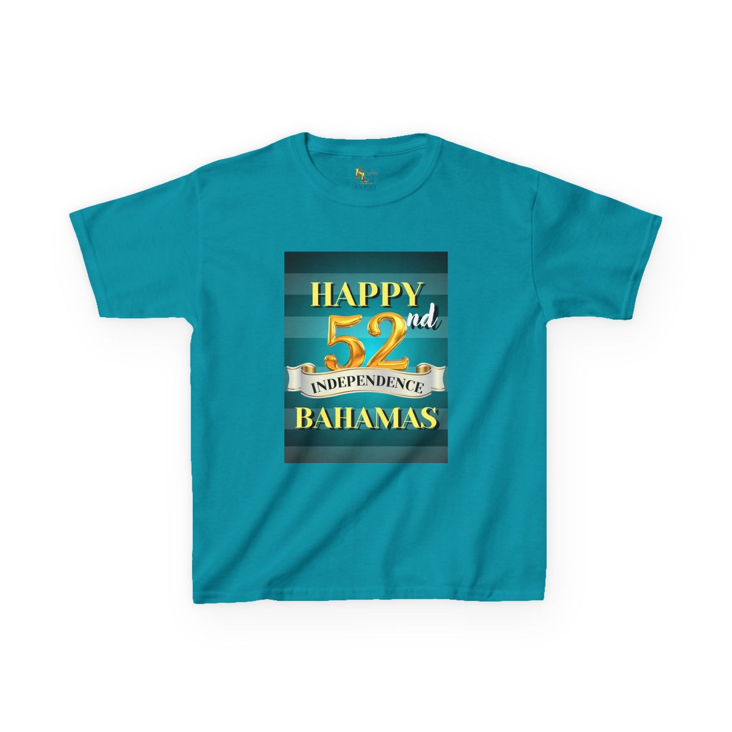 Happy 52nd Independence Blue Stripe Bahamas Kids Tee, Fun Kids Shirt, Celebration T-Shirt, Birthday Gift, Summer Apparel, Independence Day Outfit
