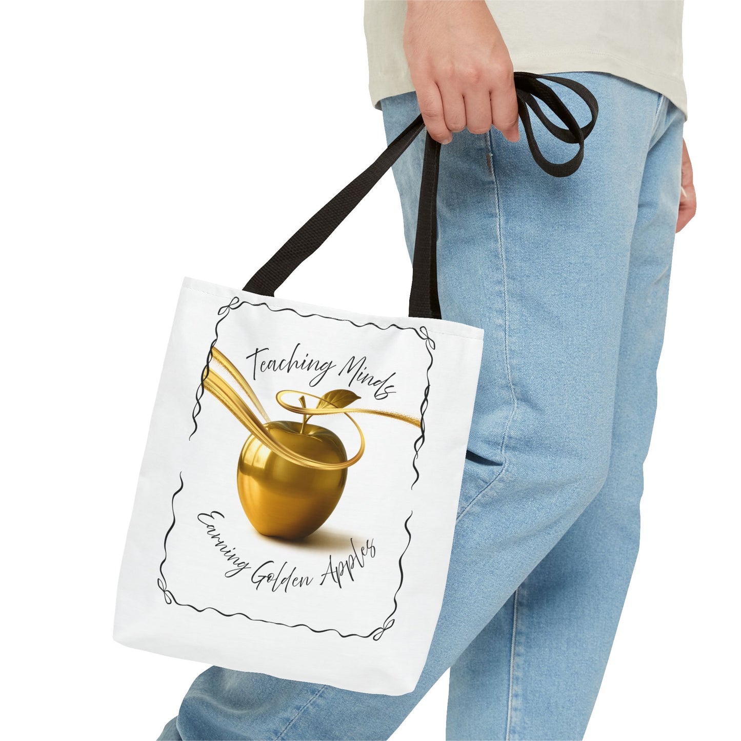 Golden Apple Teacher Tote Bag, Educational Gift Bag, Back to School, Classroom Essentials, Inspiring Quote Bag