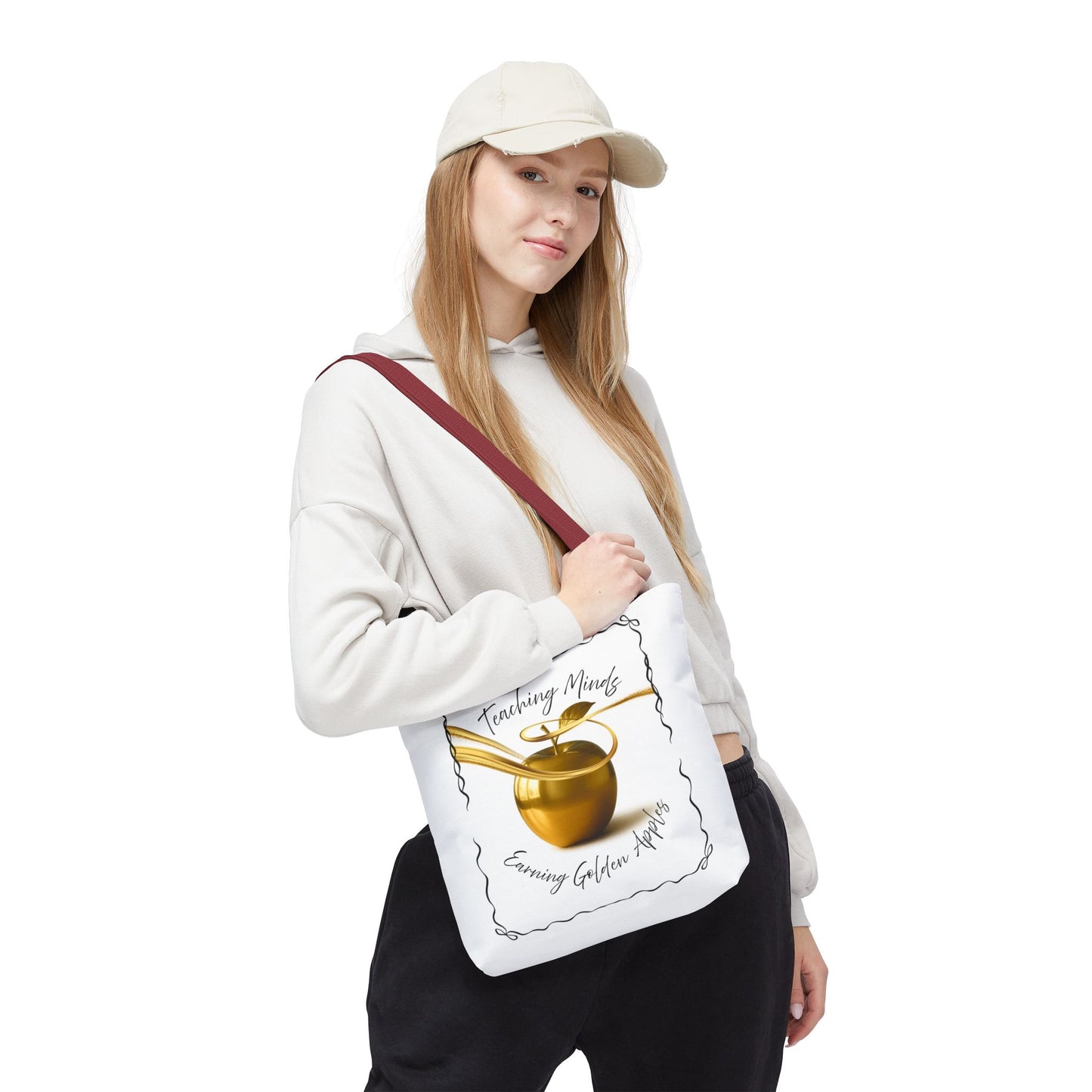 Golden Apple Teacher Tote Bag, Educational Gift Bag, Back to School, Classroom Essentials, Inspiring Quote Bag