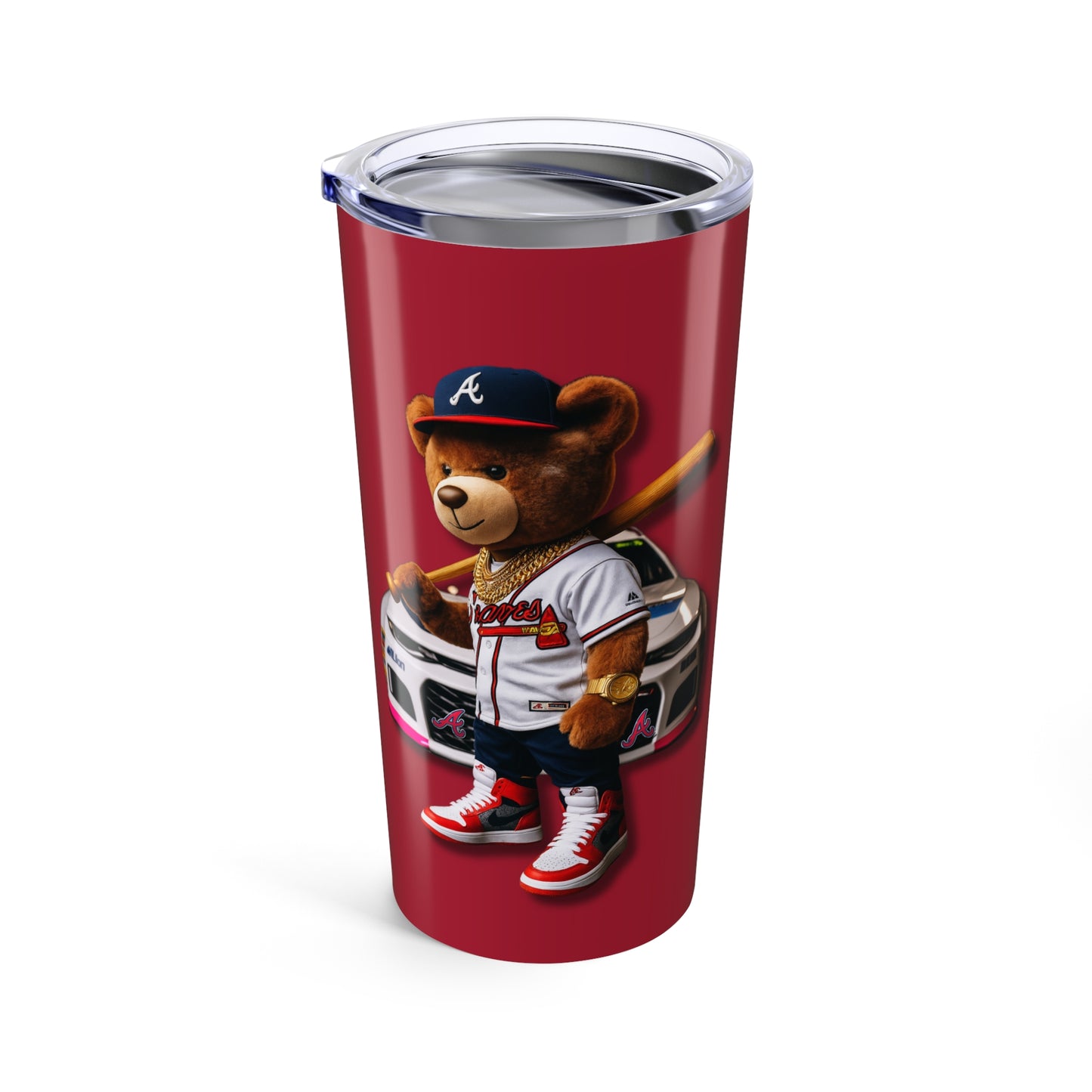 Atlanta Braves Baseball, Race Car Enthusiast Tumbler | Personalized 20oz Travel Mug | Gift for Him, Birthday, Car Lovers, Racing Event, Unique Beverage Container