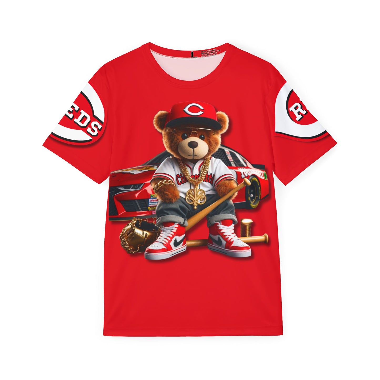 Cincinnati Reds Baseball, Bristol Motor Speedway, Men's Sports Jersey with Bear Mascot, Cute Baseball Shirt, Sporty Casual Wear, Gifts for Sports Fans, MLB Team Apparel, Fun Birthday Present