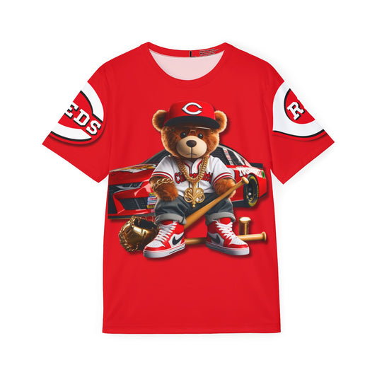 Cincinnati Reds Baseball, Bristol Motor Speedway, Men's Sports Jersey with Bear Mascot, Cute Baseball Shirt, Sporty Casual Wear, Gifts for Sports Fans, MLB Team Apparel, Fun Birthday Present