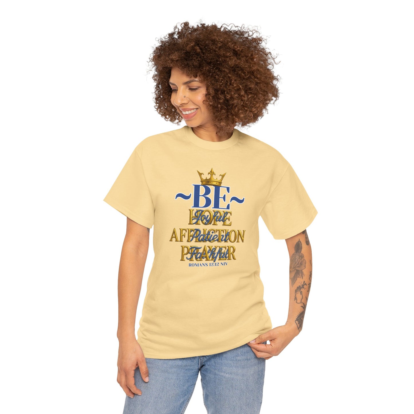 Romans 12:12 Unisex Heavy Cotton Tee with Inspirational Quote - Be joyful in Hope, Perfect Gift for Spiritual Seekers, Daily Wear, Encouragement, [...]